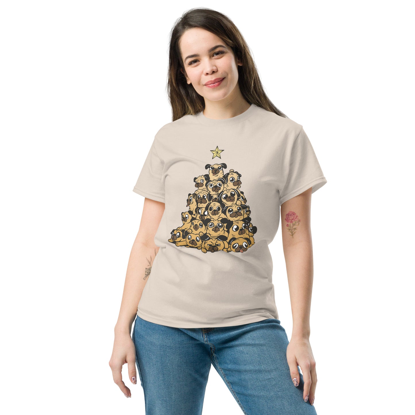 Pug Dogs Christmas Tree  T-Shirt